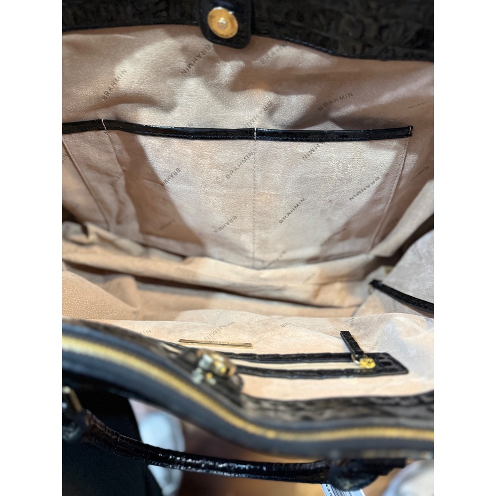Brahmin Blake Satchel Black La Scala Croc Embossed Leather Tags Attached $425 - Picture 14 of 16